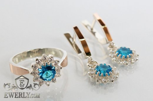 Set : earring of  silvers and ring of  silver, фото