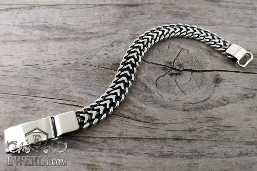 Bracelet "Tractor (double carapace)" of sterling silver for men, фото