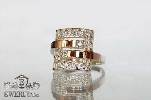 Ring of sterling silver with stones for women, фото