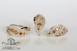 Kit : earring of sterling silvers and ring of sterling silver, фото