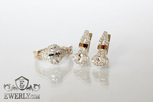 Set : earring of  silvers and ring of  silver, фото