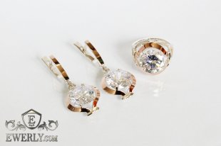 Kit : earring of sterling silvers and ring of sterling silver, фото