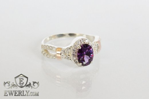 Women's ring of sterling silver with stones, фото
