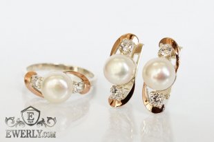 Set : earring of sterling silvers and ring of sterling silver, фото