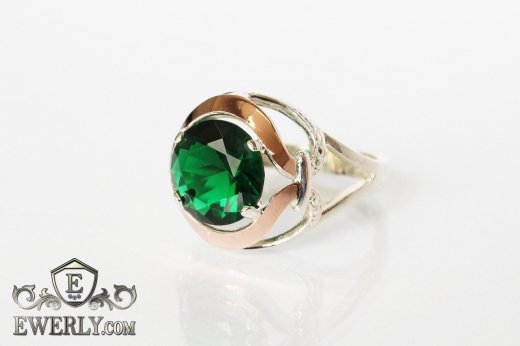 Ring of sterling silver with stones for women, фото
