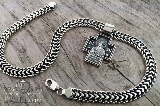 Kit : chain and pendant of  silver "Tractor (double carapace)", фото