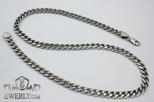 Thick chain "Carapace" of  silver for men, фото