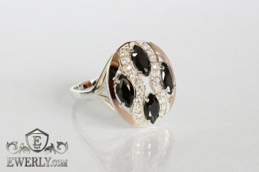 Women's ring of  silver with stones, фото