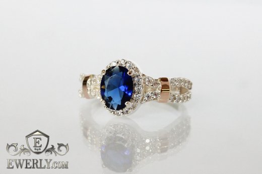 Ring of sterling silver with stones for women, фото