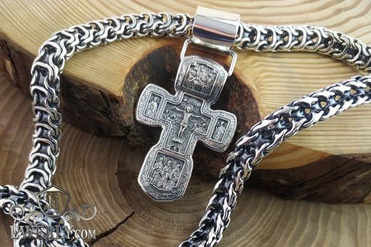 Kit : pendant of sterling silver and chain "Phantom (Ramses and Double stream)", фото