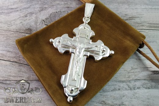 Big cross of sterling silver for men, фото