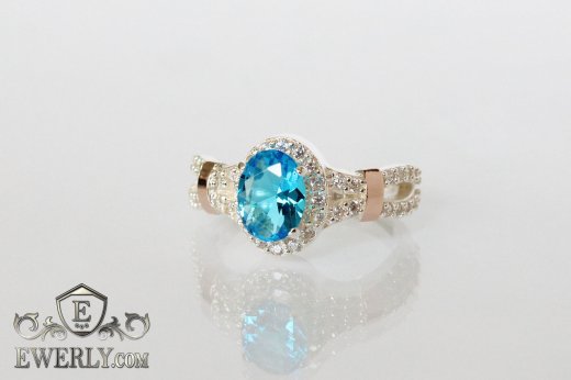 Women's ring of  silver with stones, фото