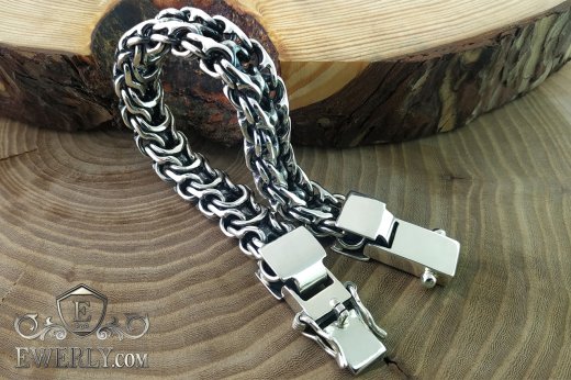Big bracelet "Phantom (Ramses and Double stream)" of sterling silver for men, фото