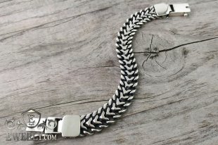 Thick men's bracelet "Tractor (double carapace)" of  silver, фото
